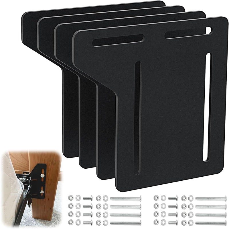 Yuleimy 4 PCS Bed Frame Brackets Adapter for Headboard Extra, Full to Queen Conversion Kit, Heavy Duty Beds Modification Plate, Headboards Attachment for Metal Bed-Frame, Headboard-Adapter Kits with Hardware - Image 1